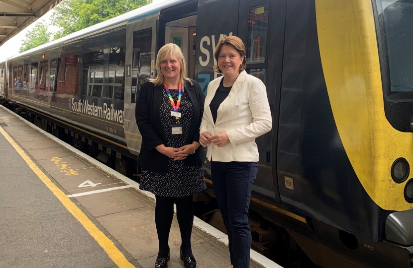 Maria Miller and Jenny Keen at Basingstoke Station