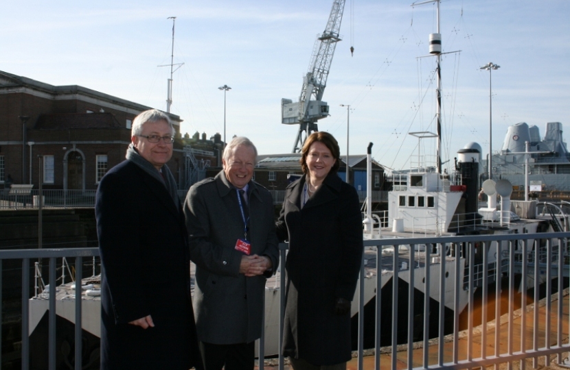 Maria in front of the M33, with Cllr Keith Chapman and Dominic Tweddle, Director